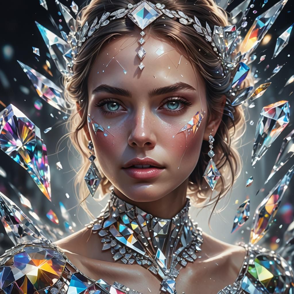 Diamond Woman with Ethereal Aura in Splash Art