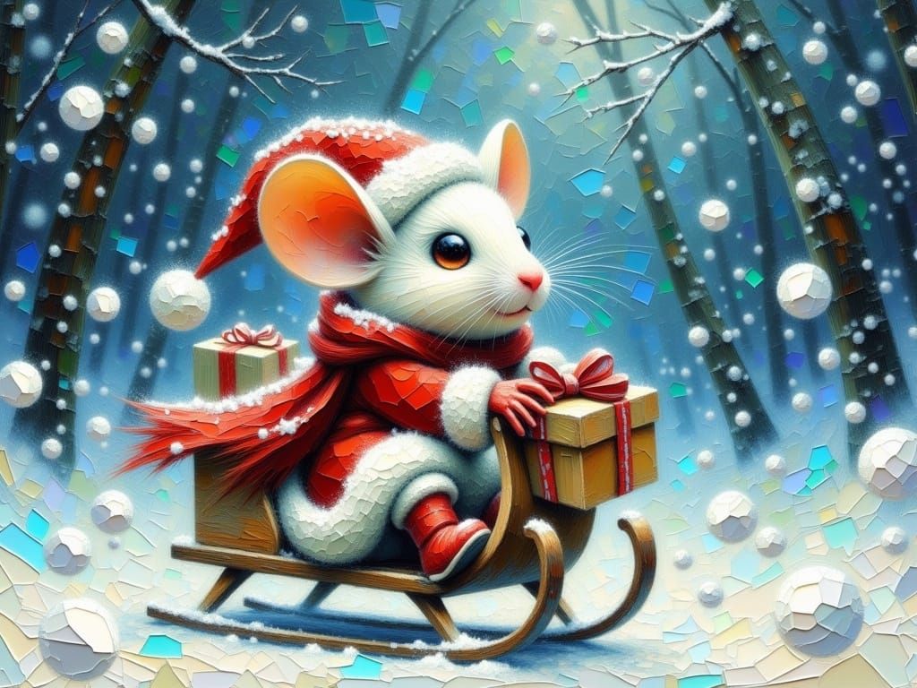 Whimsical Winter Scene in Post-Impressionist Style