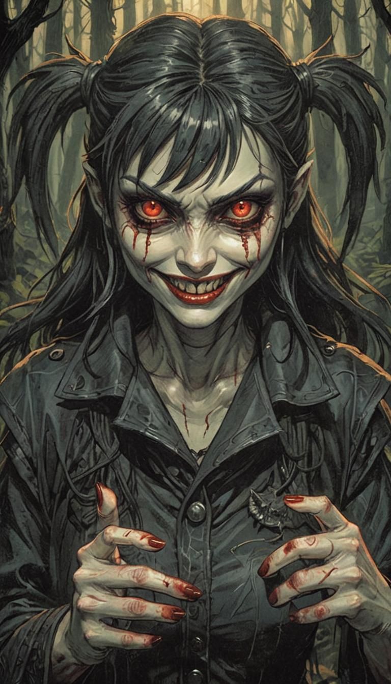 Monster Girl with Claws in Dark Fantasy Illustration