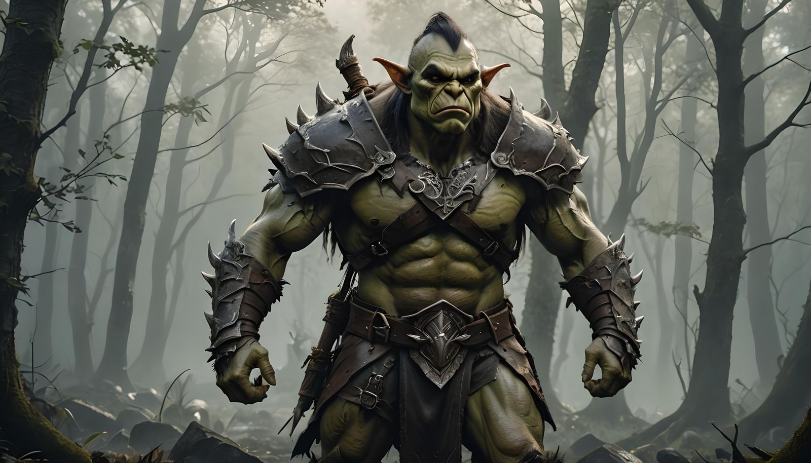 Hyperrealistic Goblin-Orc-Elf Hybrid Portrait