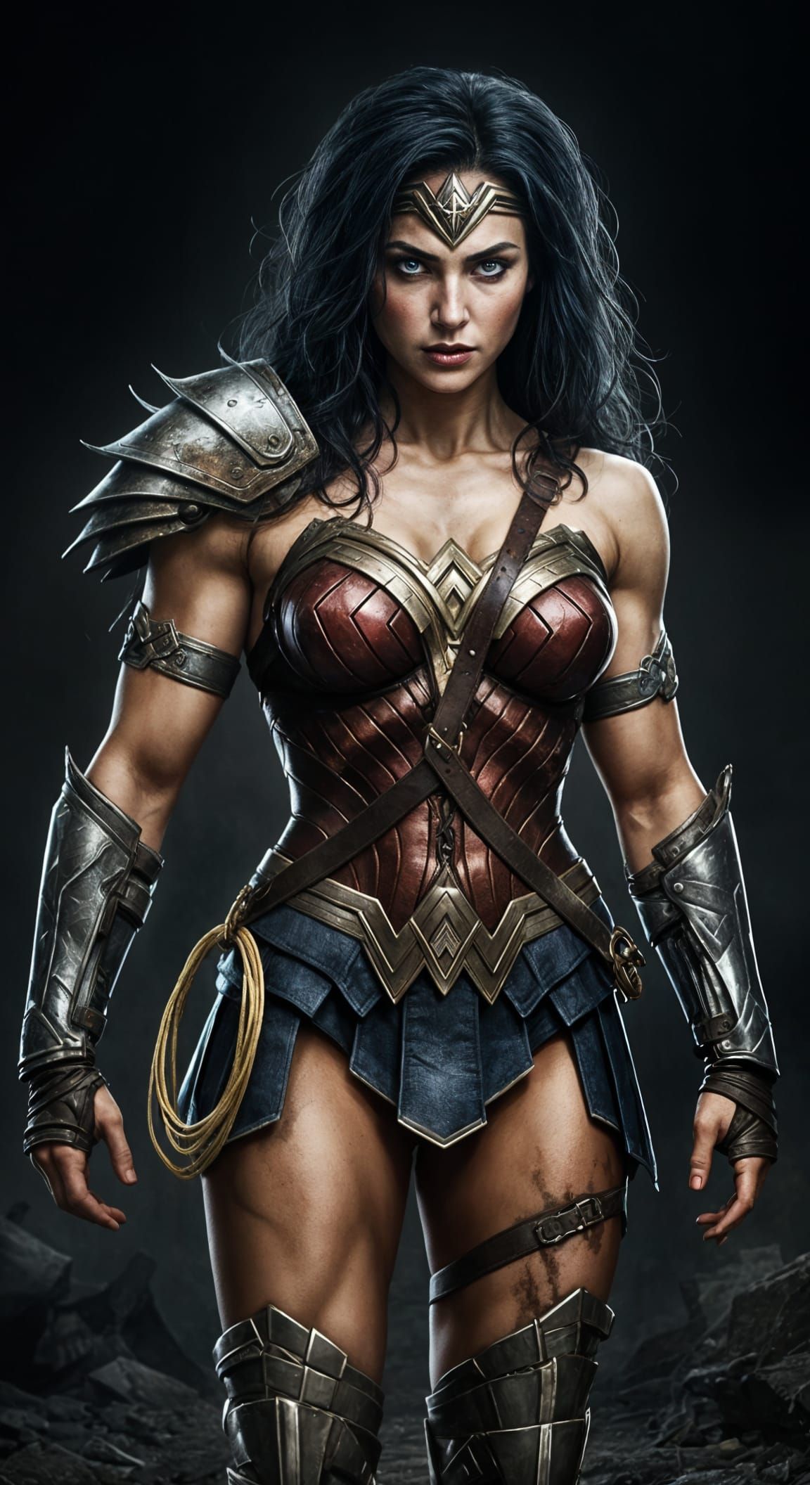 Cyberpunk Warrior Goddess in Post-Apocalyptic Wasteland