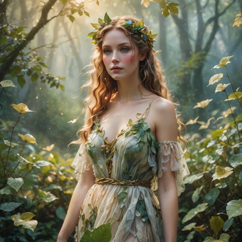 Nymph in Misty Forest: Fantasy Realism