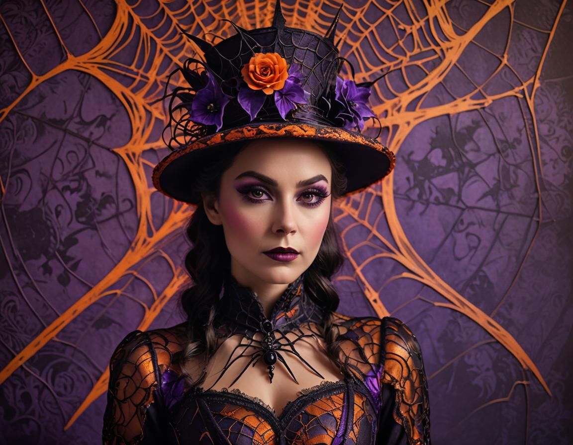 Halloween Queen Portrait in Cinematic Film Style