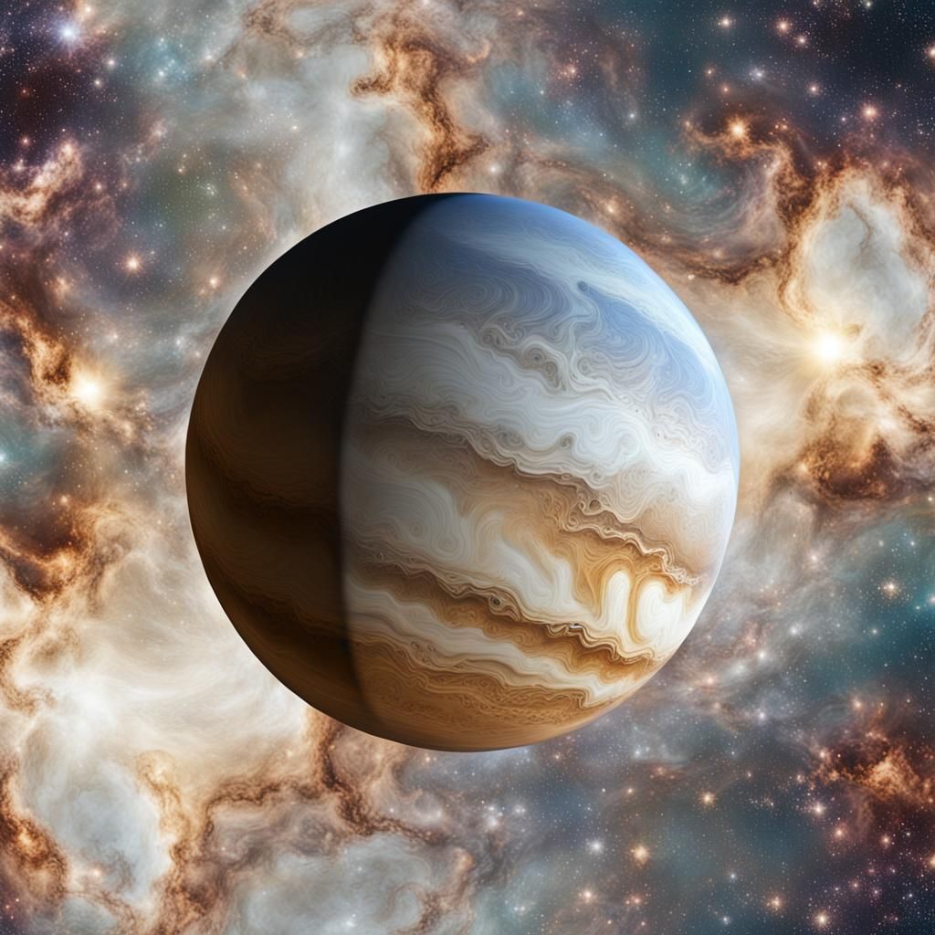 Hyperrealistic Venus with Nebula in Cosmic View