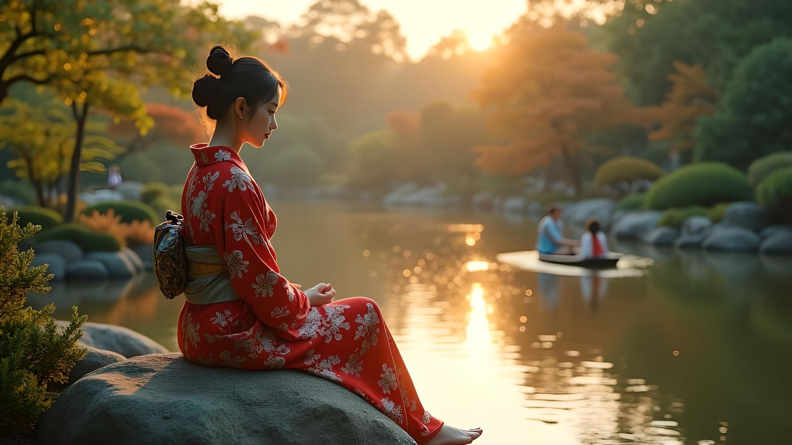 Asian Woman in Japanese Garden: Professional Photography