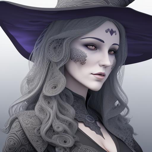 Portrait of a Beautiful Witch with Abstract Elements