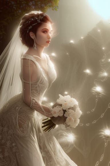 Quantum Bride: Detailed Matte Painting in Deep Color