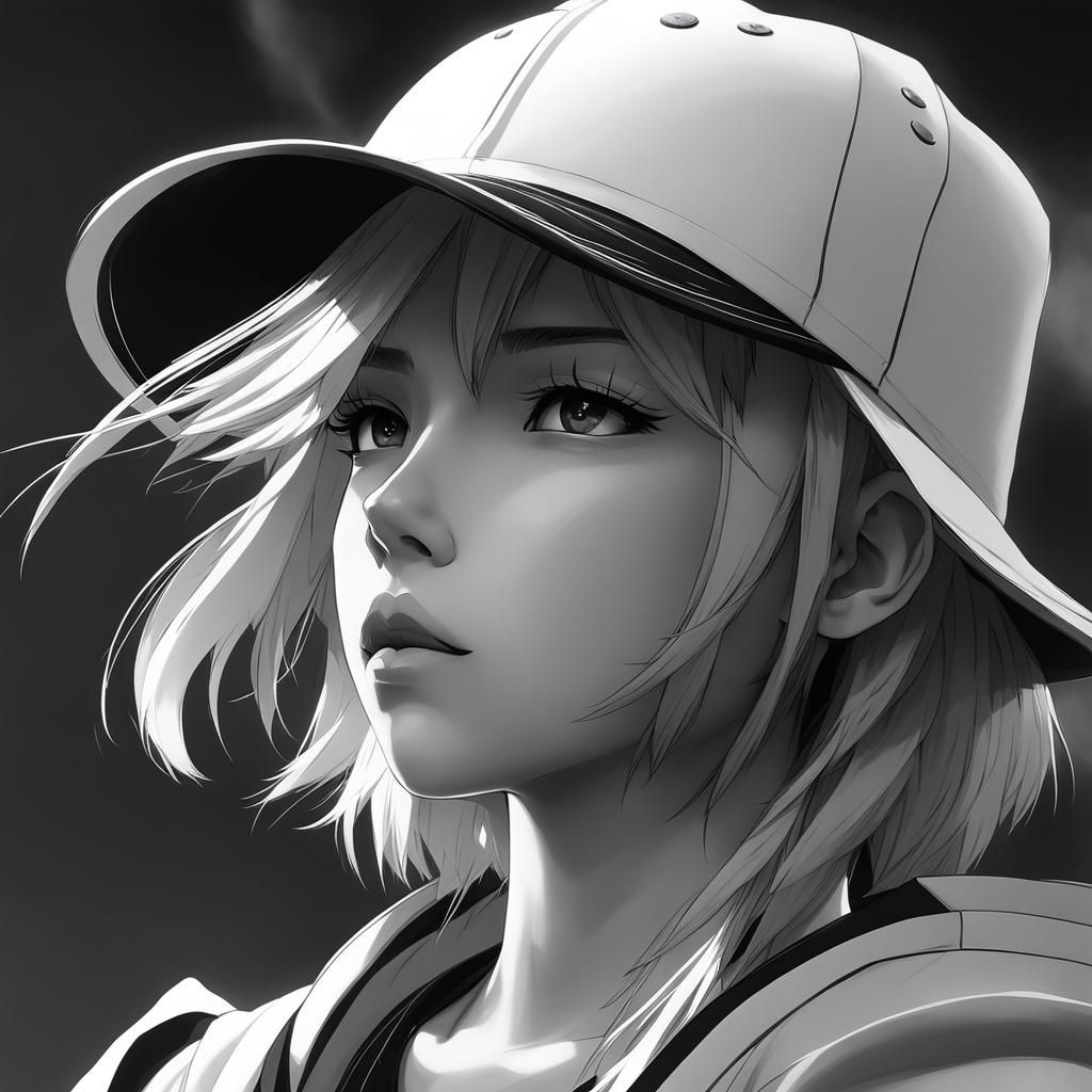 Detailed Anime Sketch in Black and White
