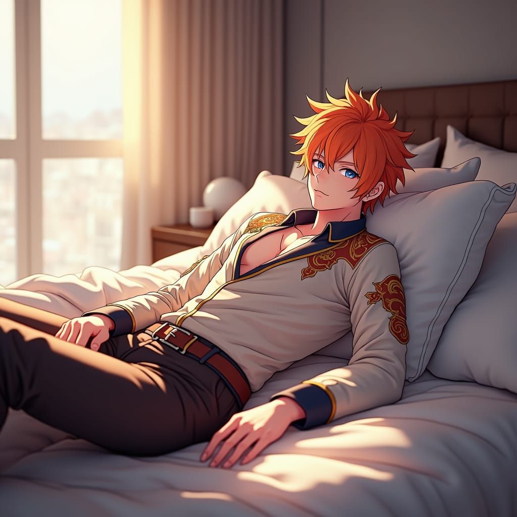 Handsome Anime Man Sleeping: 3D Anime Art