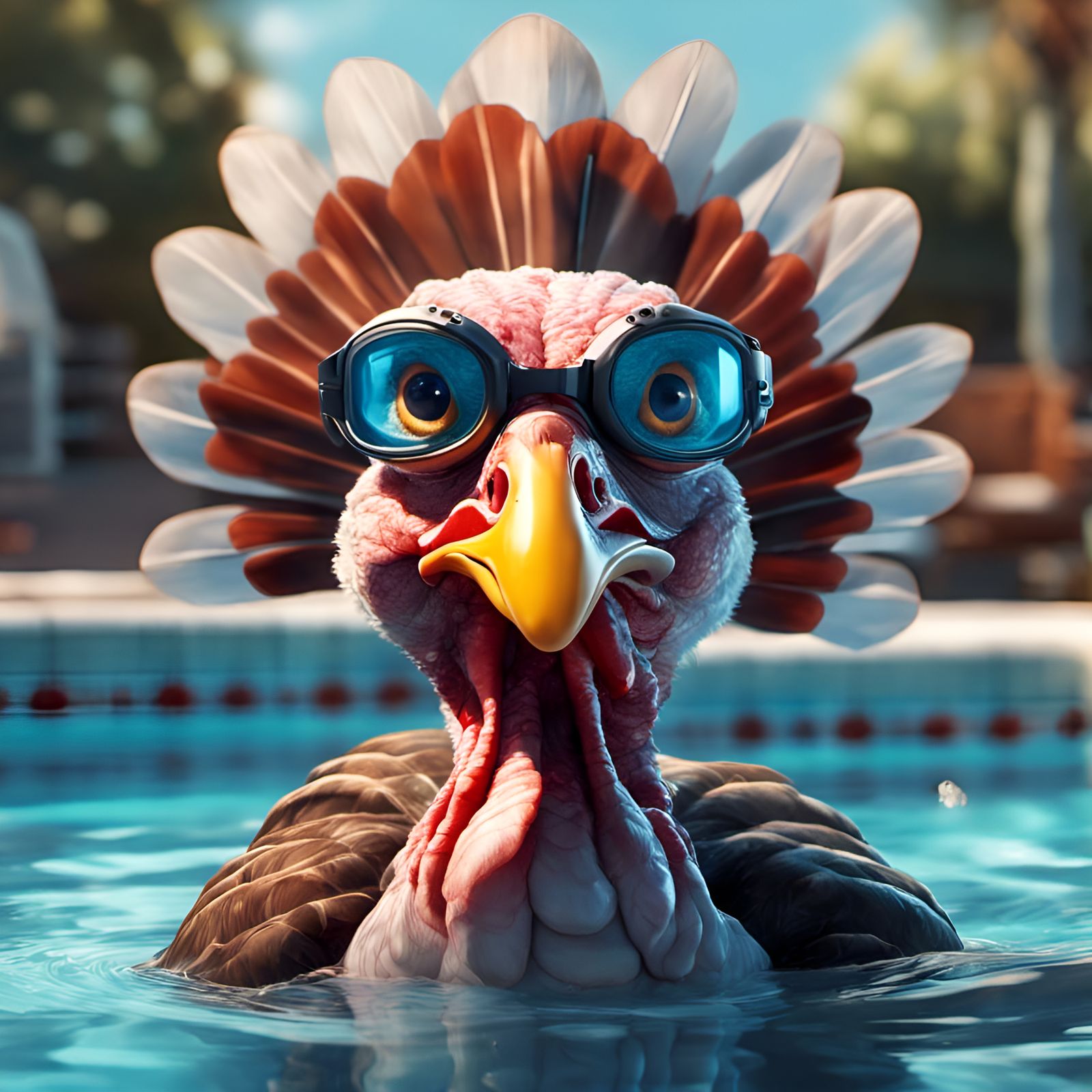 Turkey in Goggles: Adorable Pixar-Style Portrait