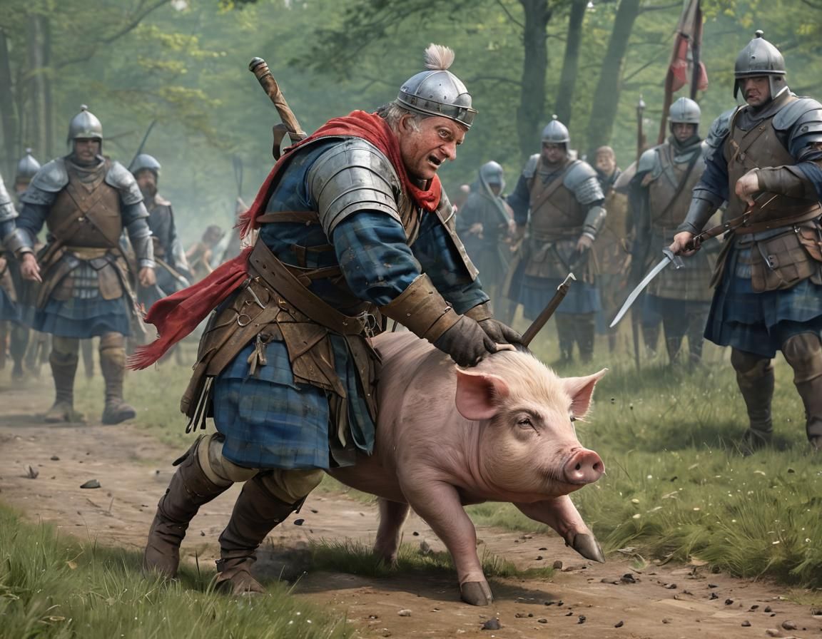 Pig as William Wallace in Anime Style