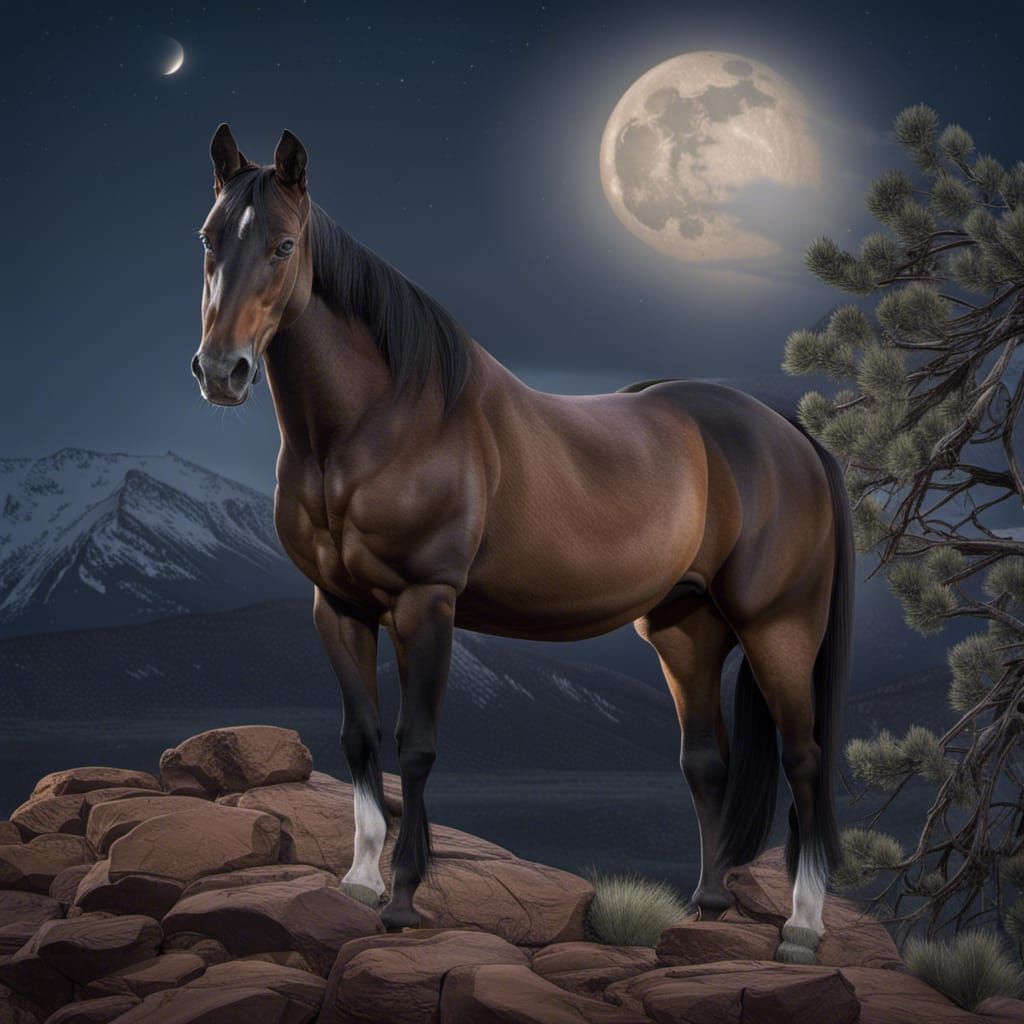 Photorealistic Quarter Horse in Colorado Mountains