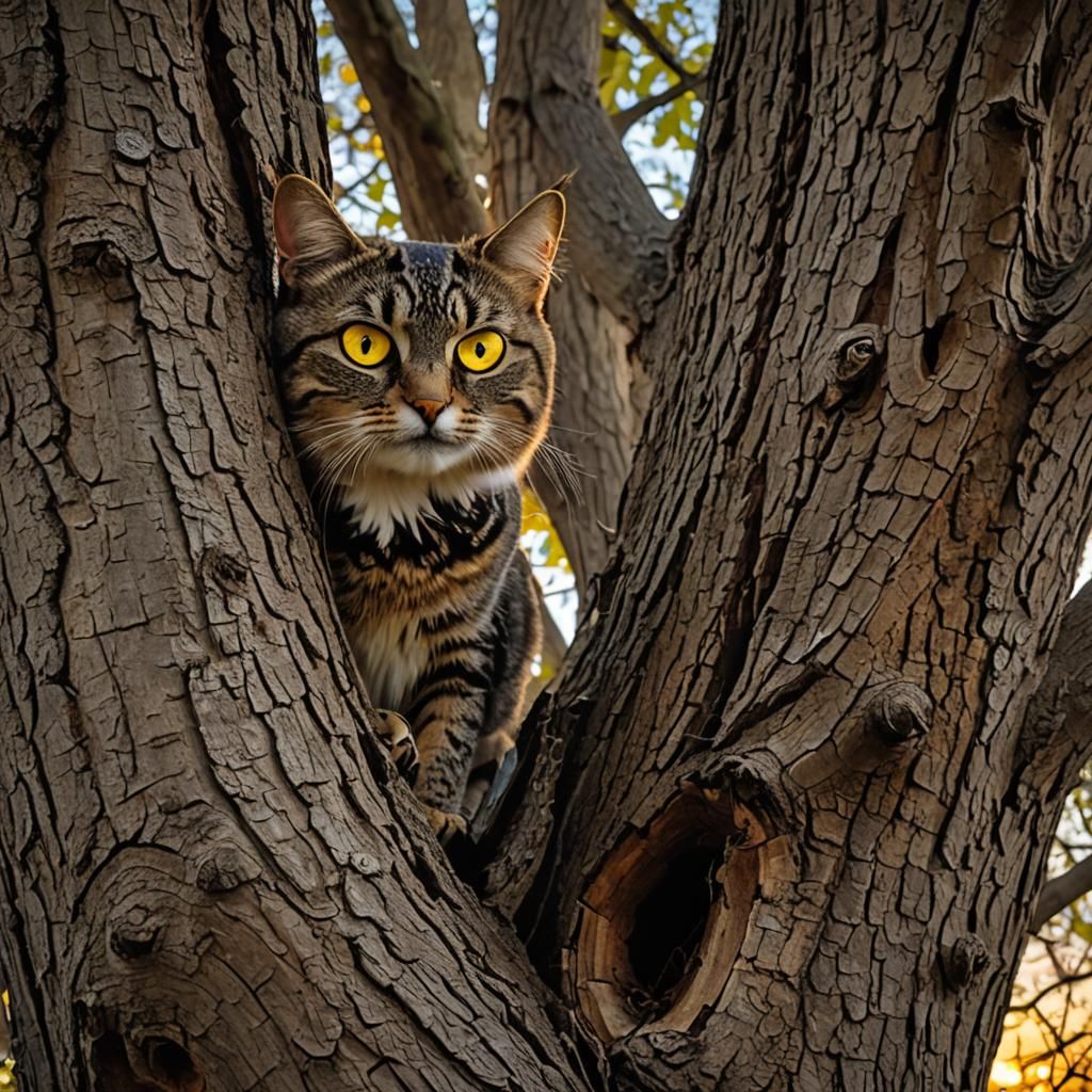 Creepy Cat and Owl Conspiracy at Sunset
