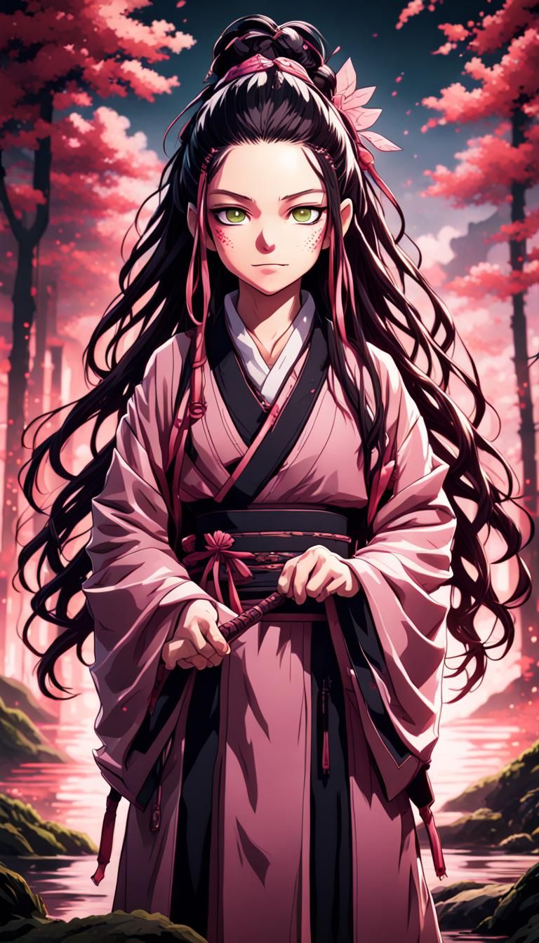 Cute Nezuko from Demon Slayer: Detailed Fantasy Art