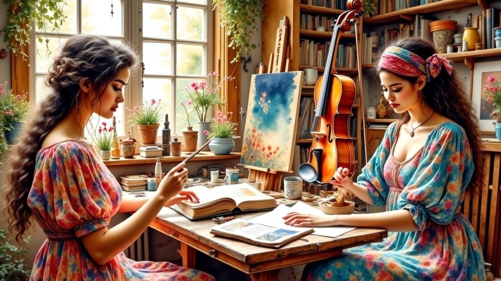 Women in Studio: Antique Watercolor Creative Pursuits