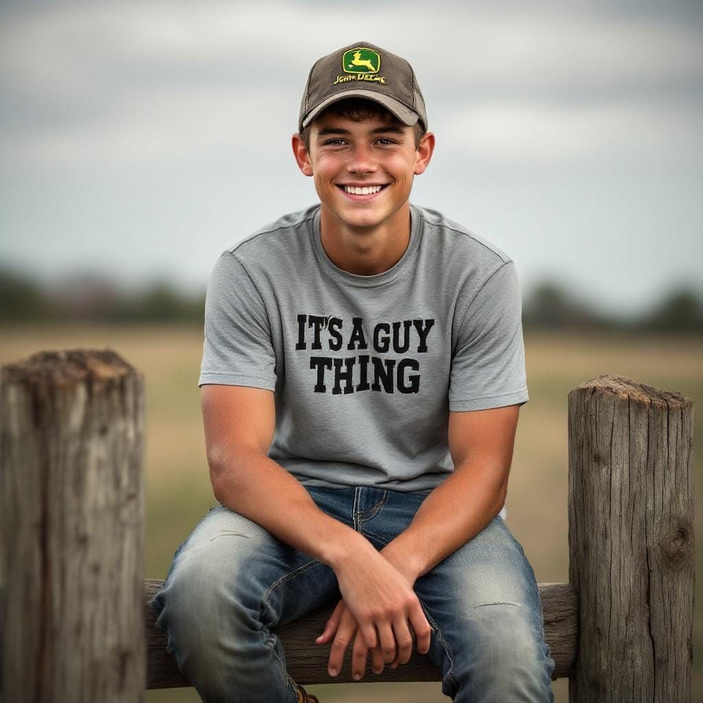 Handsome Country Boy Portrait on Cedar Fence