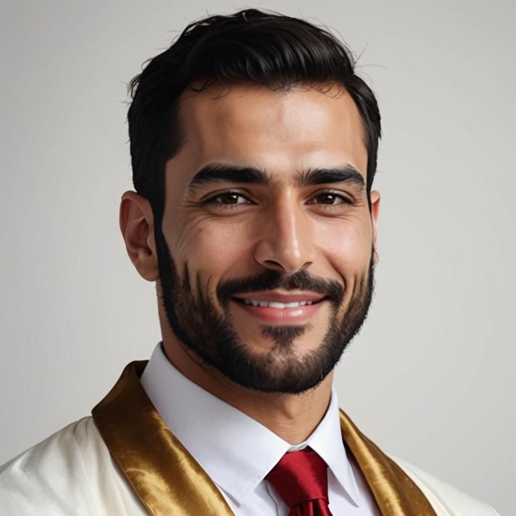 Handsome Arab Doctor Portrait in Alcohol Ink Style