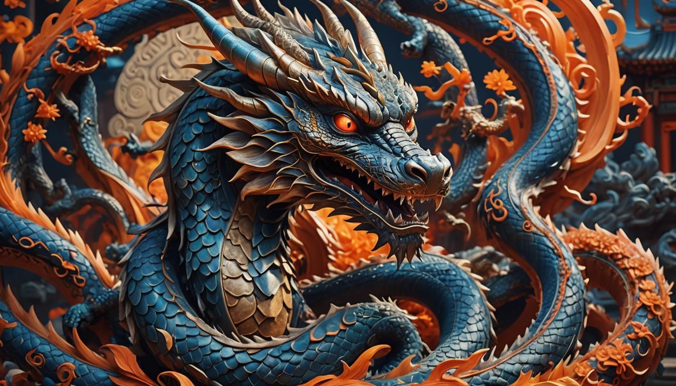 Majestic Dragon in Chinese Zodiac Setting