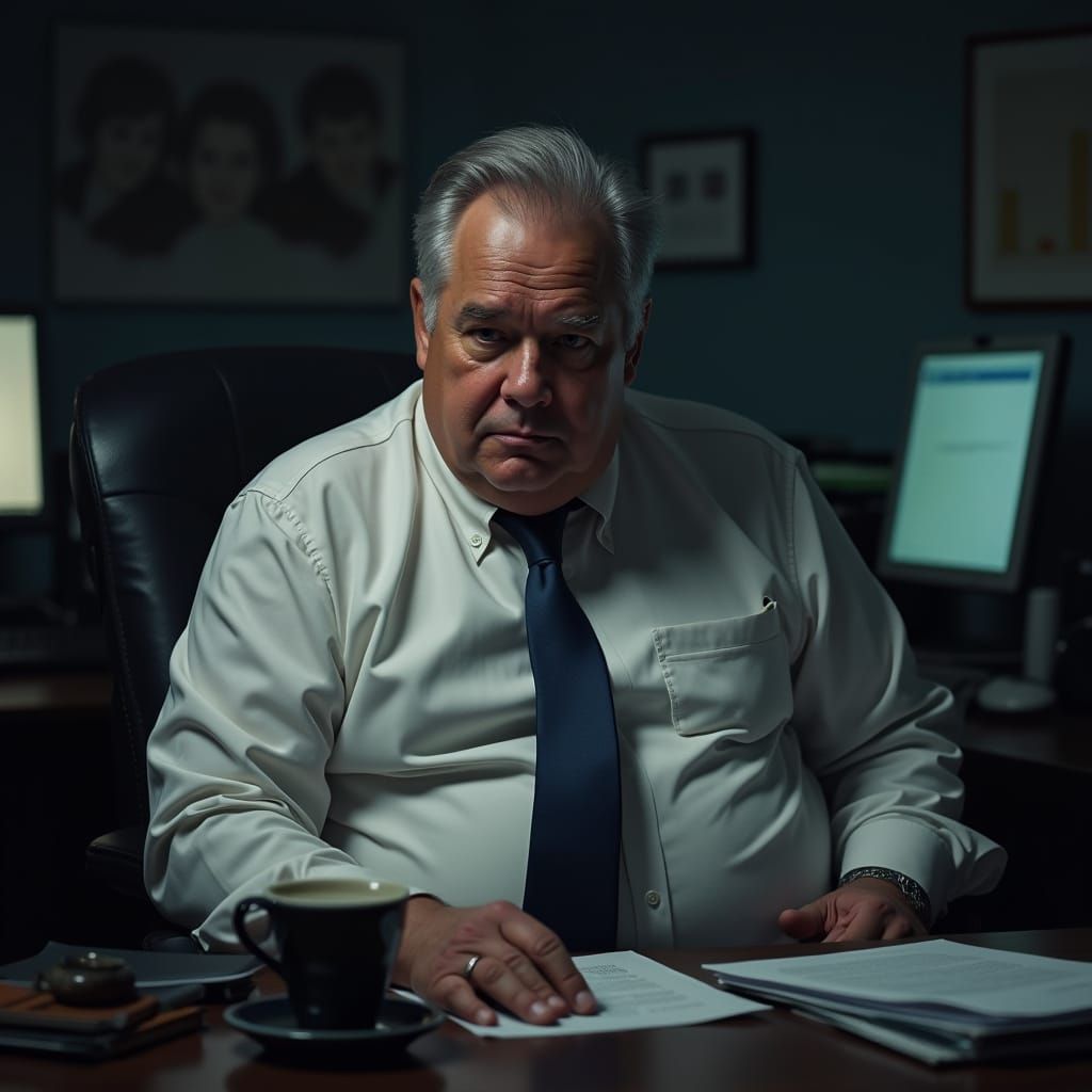 Realistic Portrait of a Middle-Aged Man in Contemplation