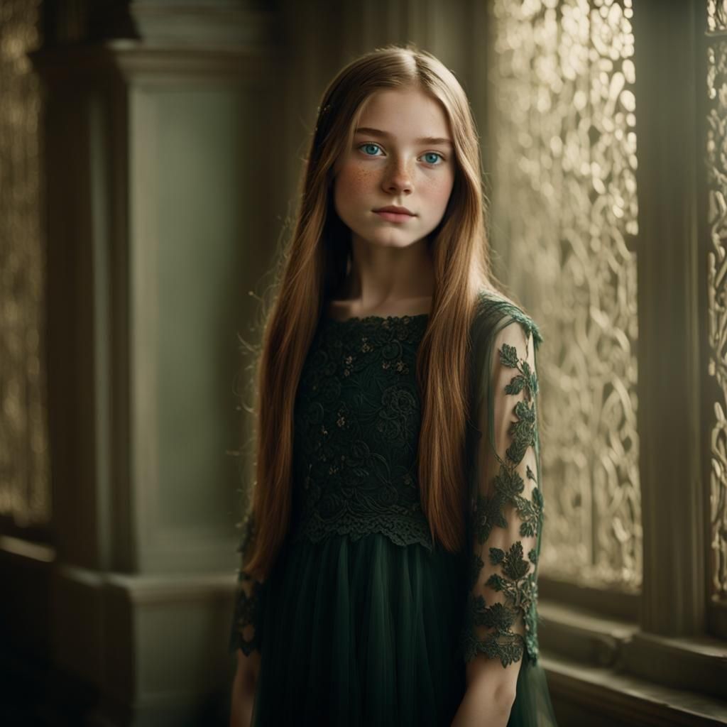 Ethereal Teenage Girl in Elegant Prom Dress