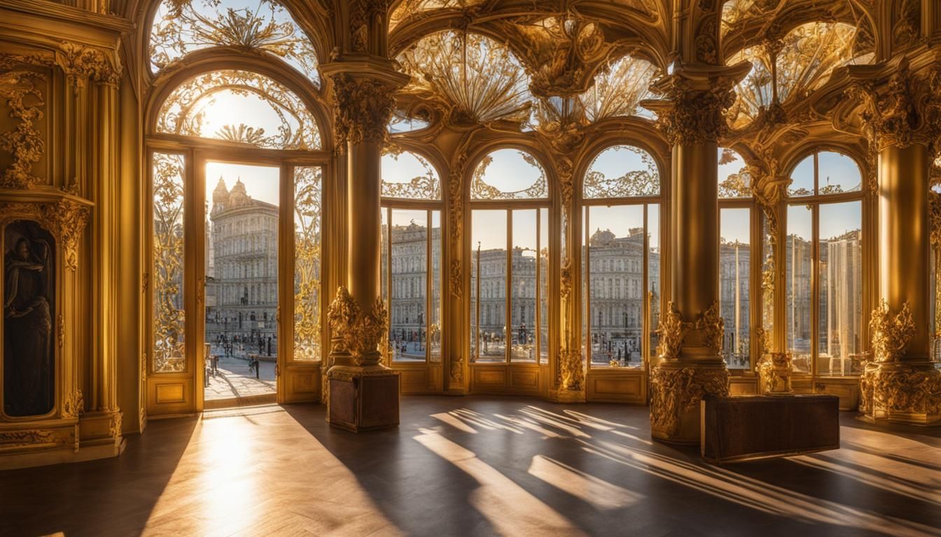 Art Nouveau Rococo Architecture in Golden Light