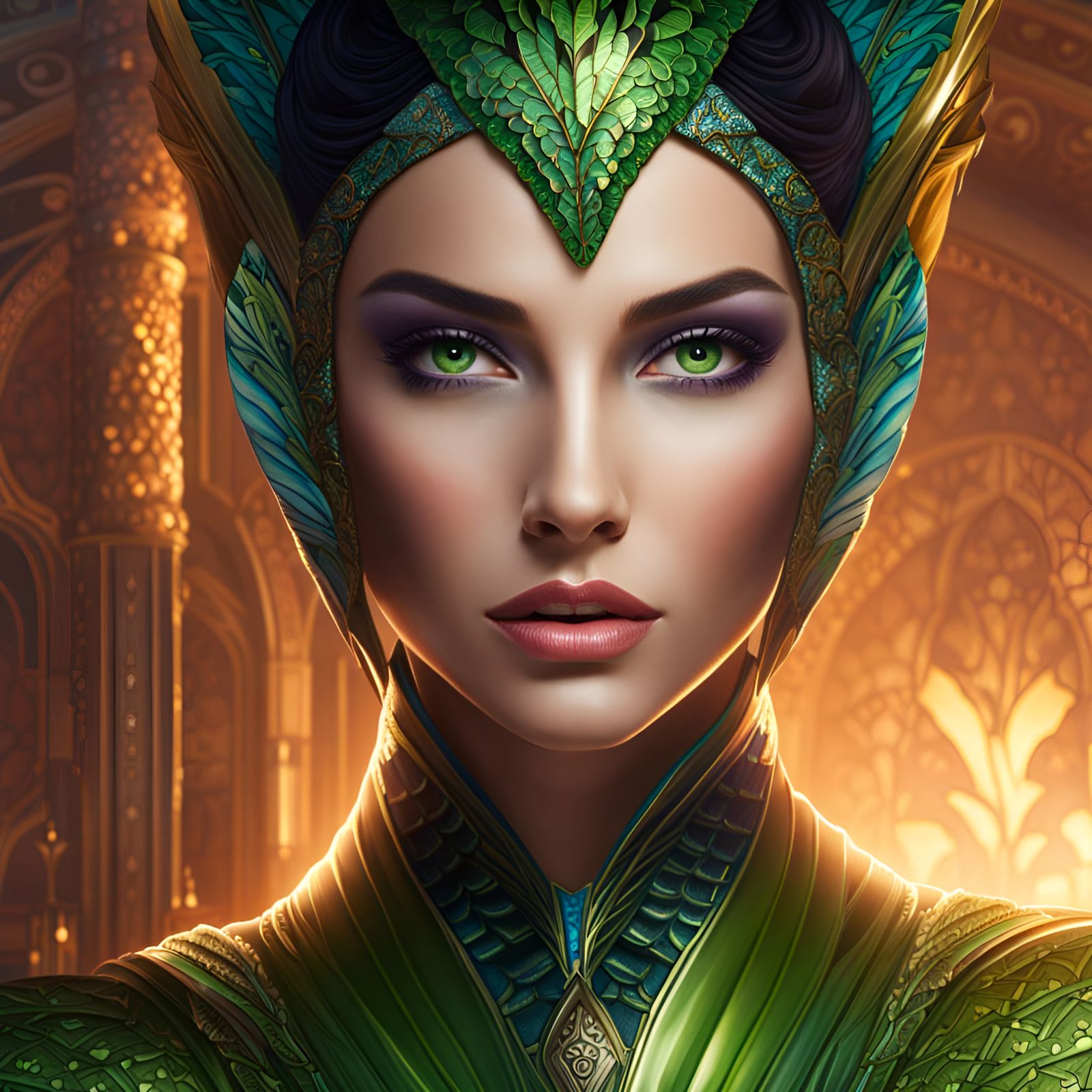 Reptilian Woman in Dark Fantasy Style