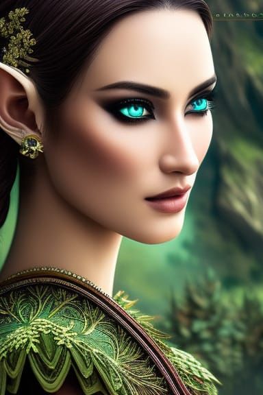 Detailed Elf Portrait in Digital Illustration Style