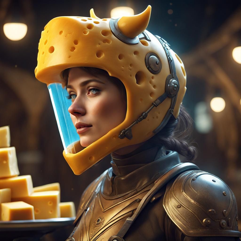 Cheese Girl's Thrilling Adventure: Detailed Digital Art