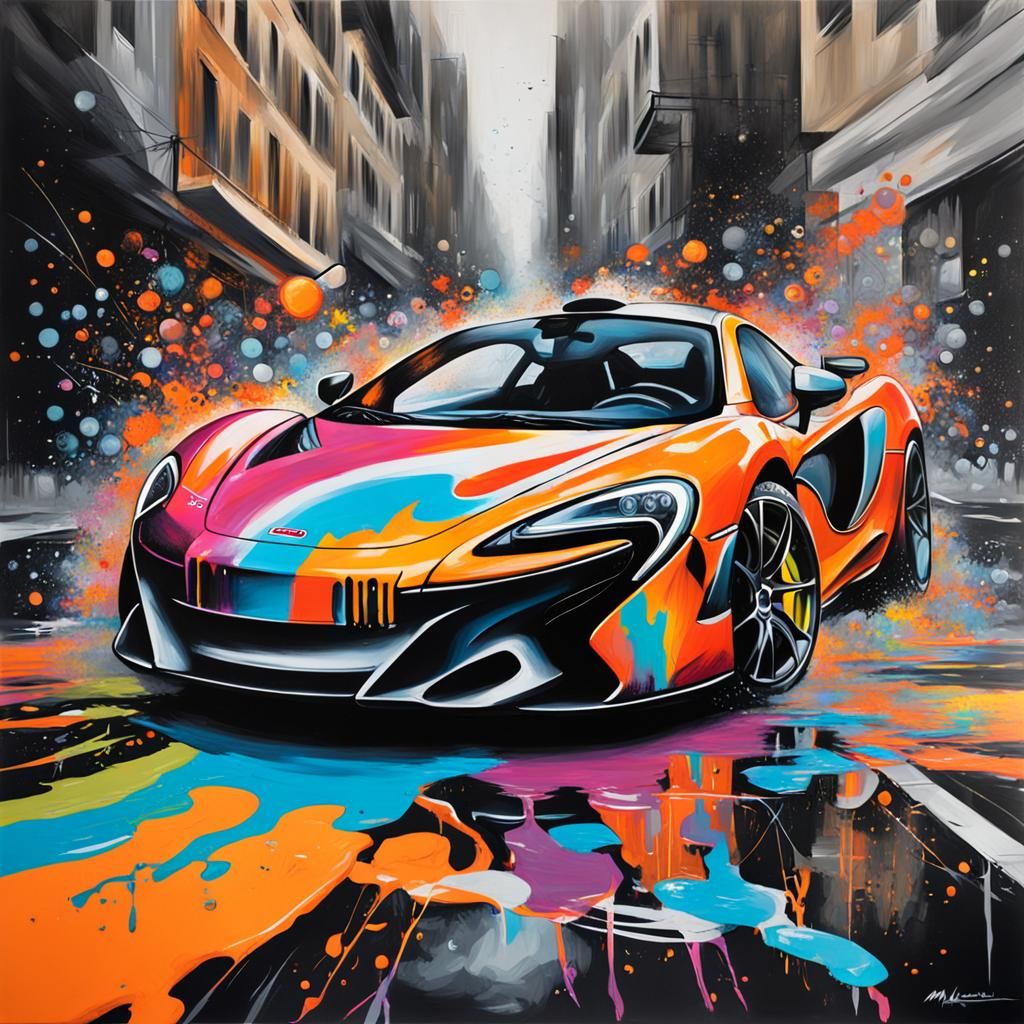 McLaren in Graffiti Art Style with Polychromatic Colors