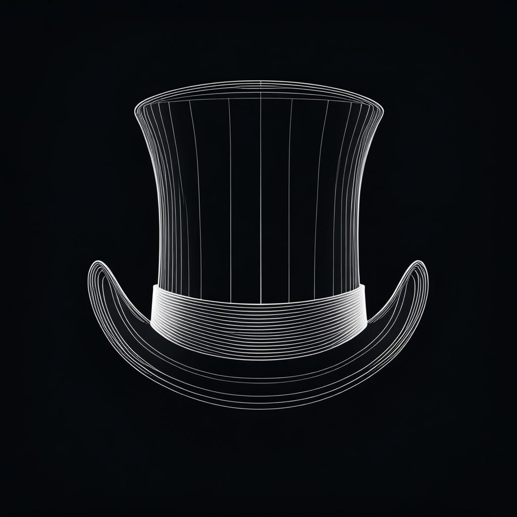 Minimalist Top Hat Line Art Portrait