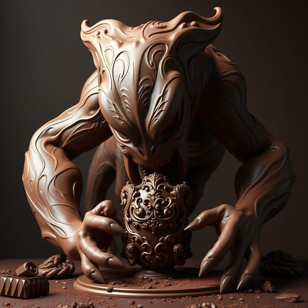 Chocolate God Devours Chocolate Sculpture in Unreal Engine 5...