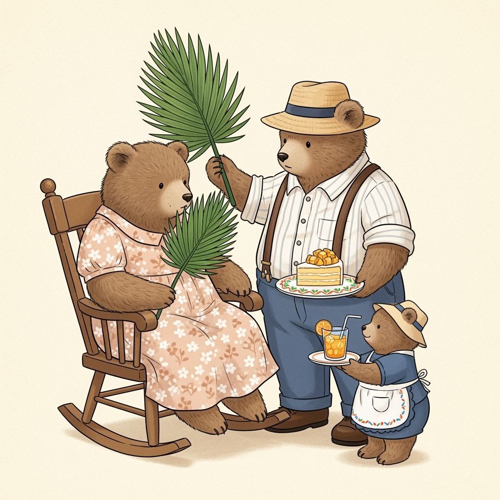 Charming Bear Family Scene Inspired by Children's Book Art