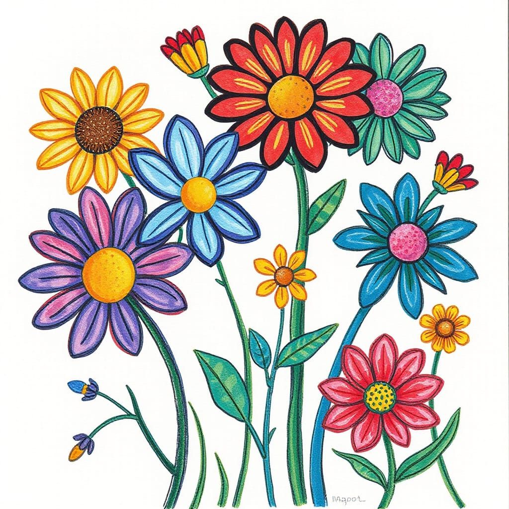 Pair of crayon flowers