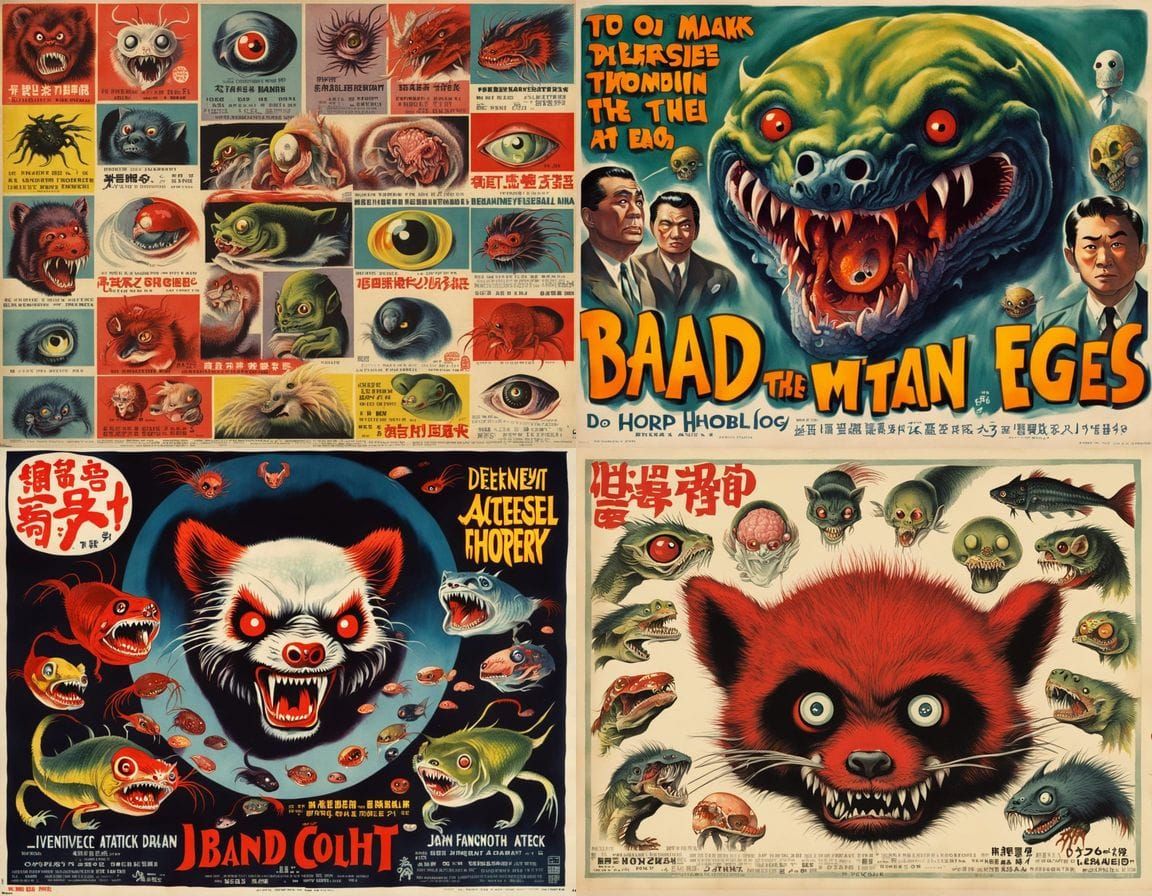 1950s Horror Movie Poster: Mutant Prawn-Bat Hybrid