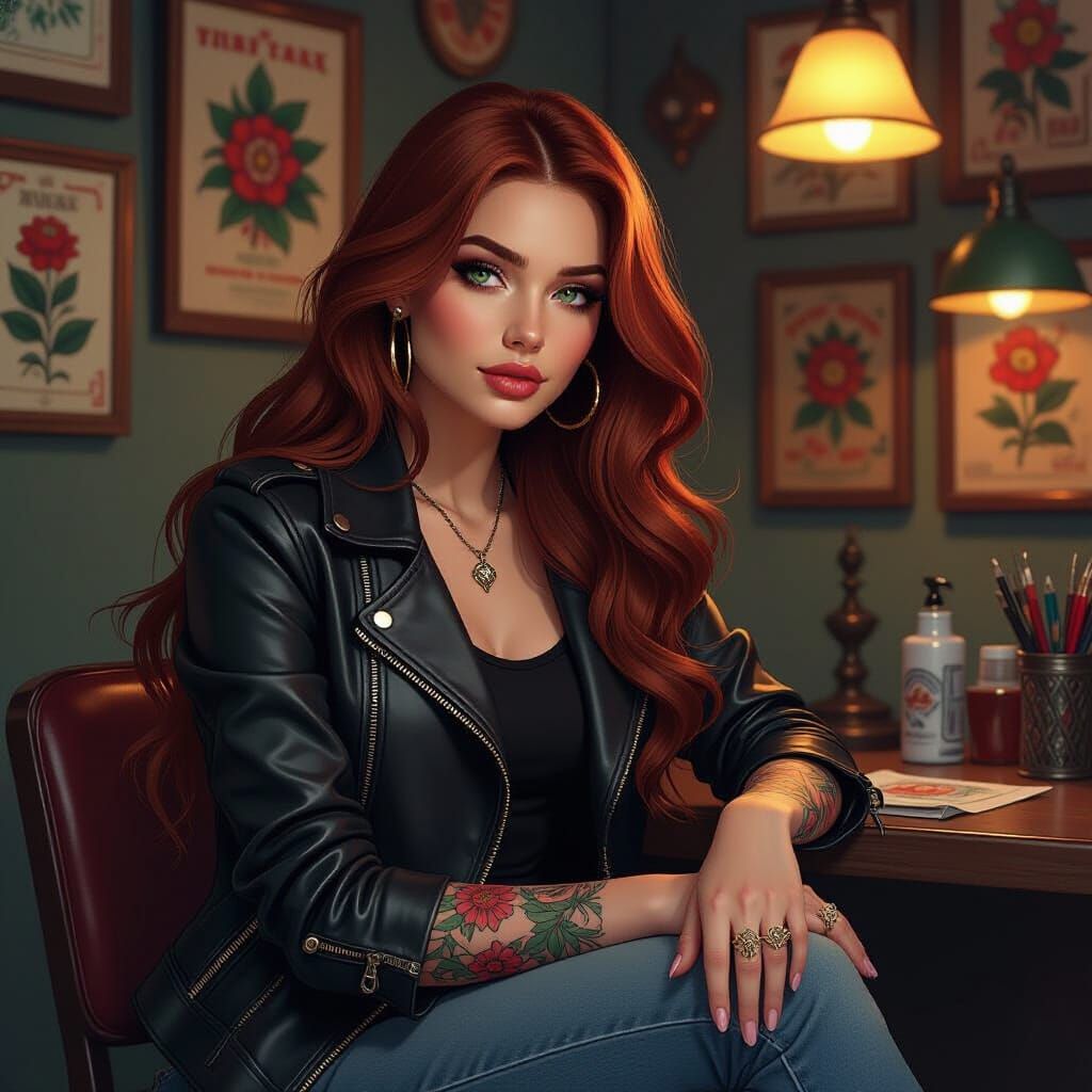 Tattoo Parlor: Art Nouveau Digital Painting