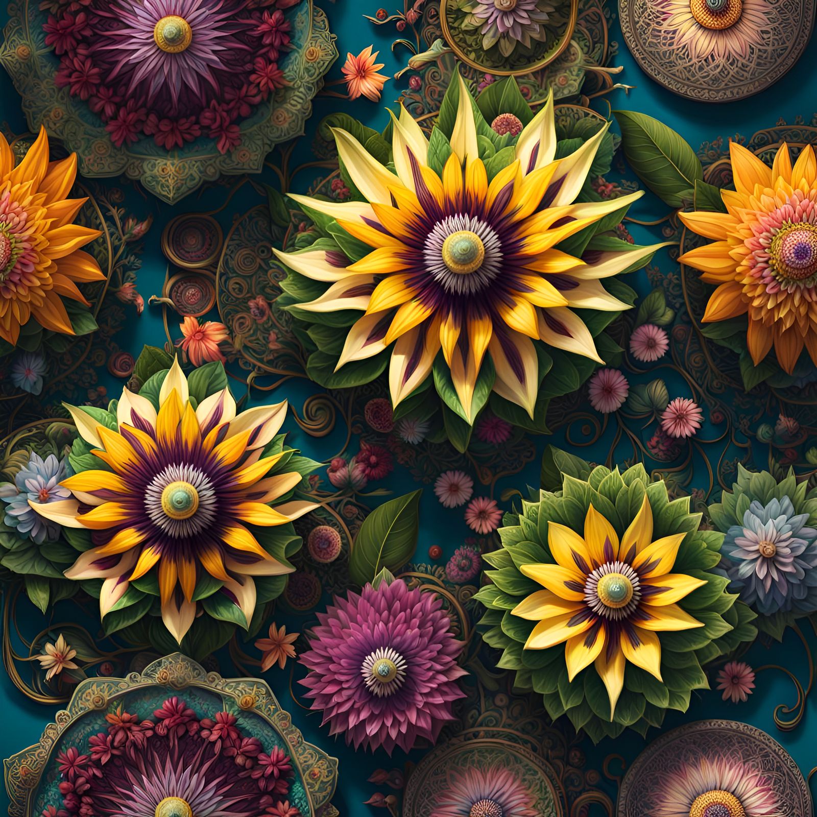 Nature and mandala patter: Passion Flowers