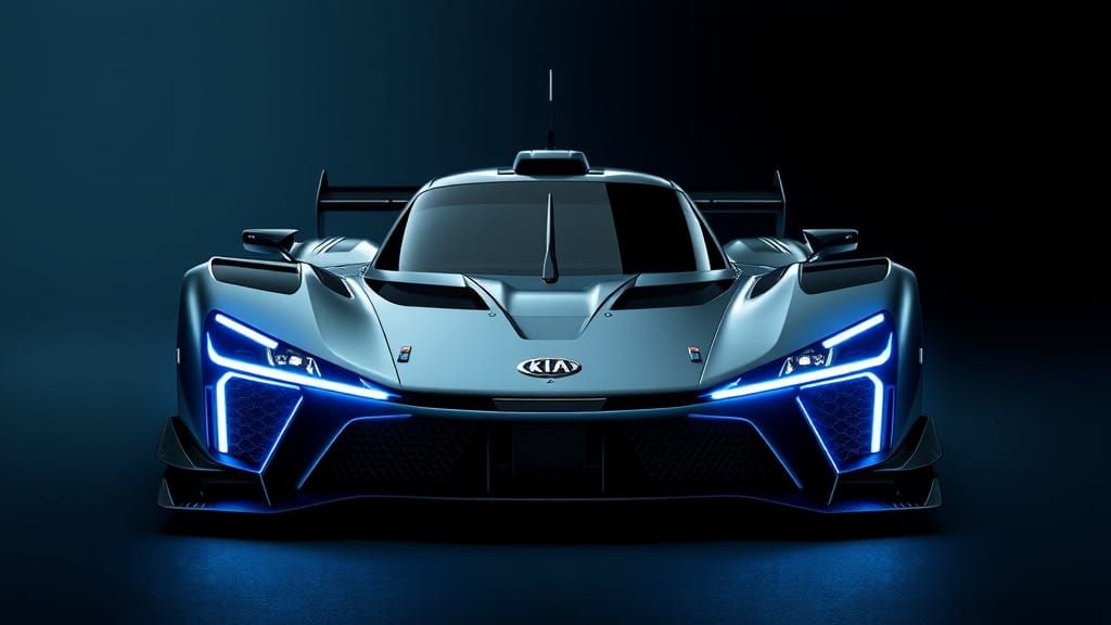 Futuristic Le Mans Race Car with Neon Accents in Cyberpunk S...