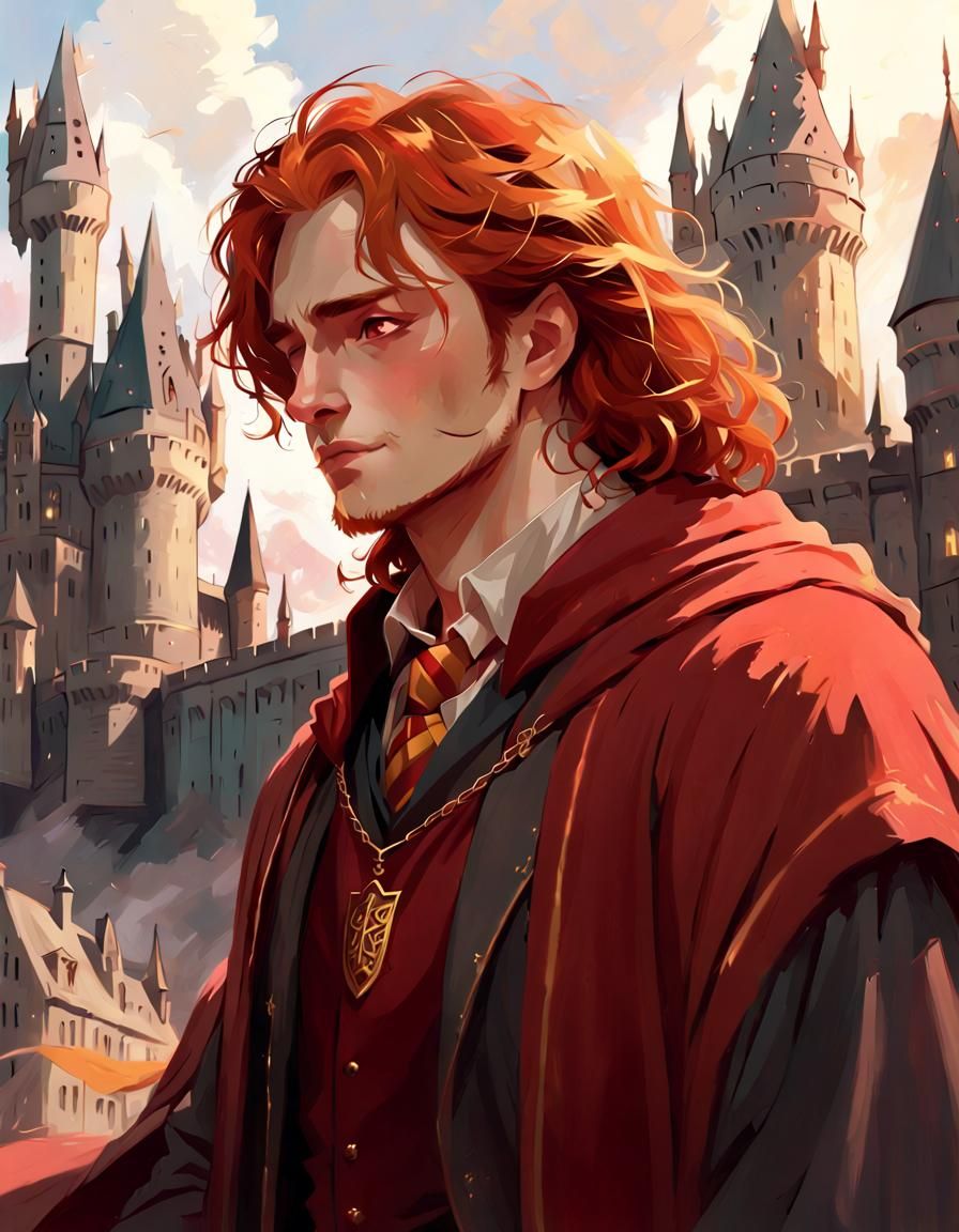 Godric Gryffindor at Hogwarts in Ghibli Style