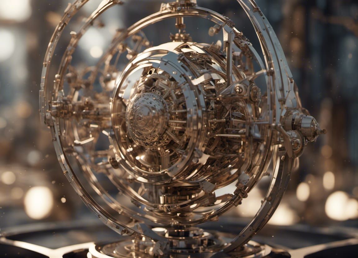 Futuristic Sci-Fi Orrery with Intricate Mechanical Details