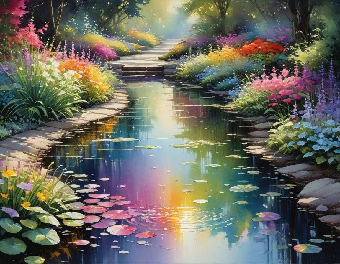 Whimsical Garden of Oversized Flowers and Surreal Plants in ...