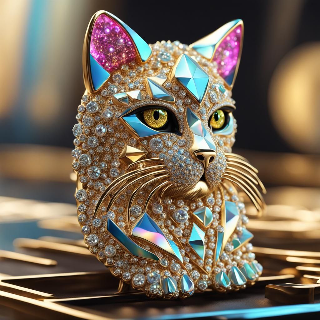 Elegant Cat Hair Pins with Gold Diamonds