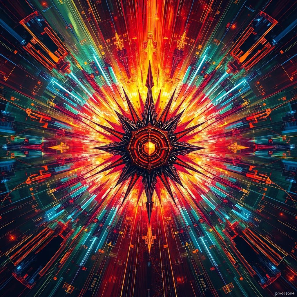 Chaotic Universe: A Matte Painting of Bold Colors