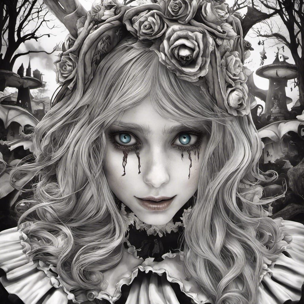 Dark Alice in Wonderland Digital Illustration