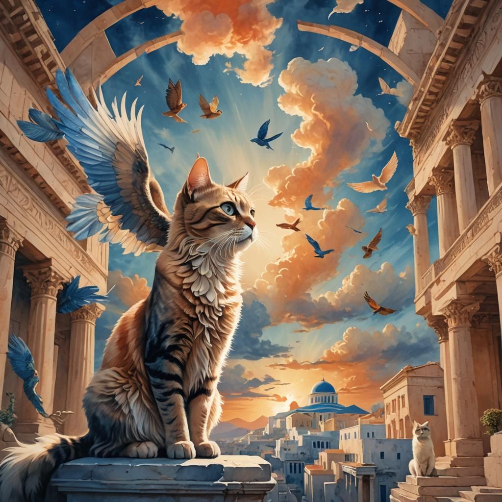 Cat and Aphrodite in Divine Encounter