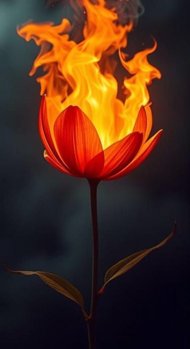 Fiery Floral: A Surreal Macro Flame Painting