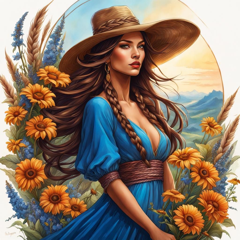 A Beautiful Woman in a Flower Garden