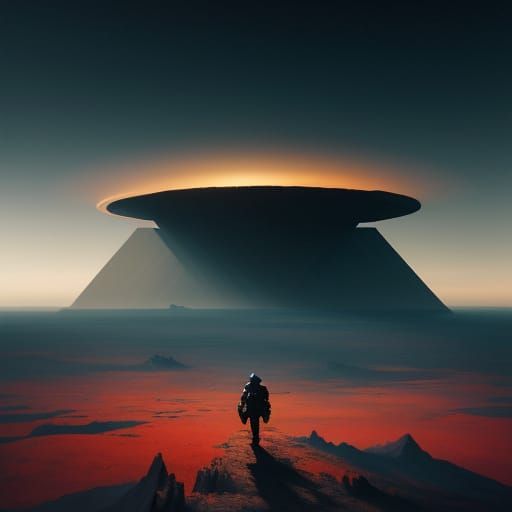 Tiny Figure Explores Vast Alien Landscape in Oil Painting St...