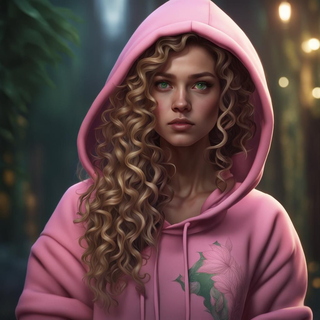 Girl with Brown Hair in Detailed Matte Painting