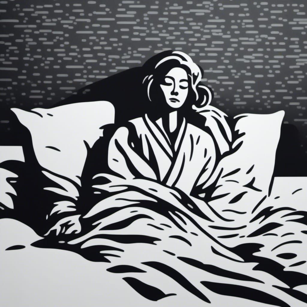 Woman Asleep on Sofa in Black and White