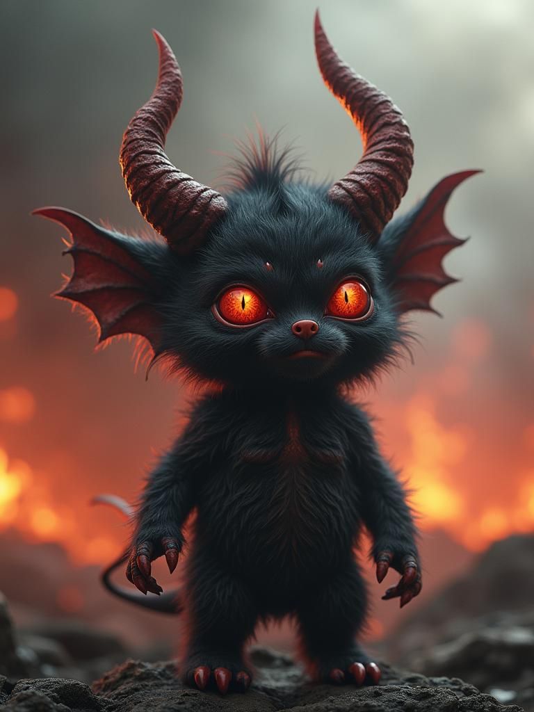 Hyper-Real Demonic Creature in Apocalyptic Landscape